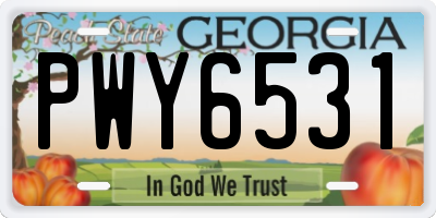GA license plate PWY6531