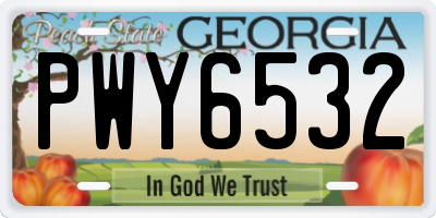 GA license plate PWY6532
