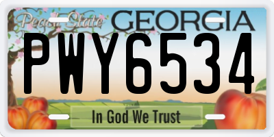 GA license plate PWY6534