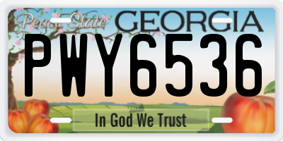 GA license plate PWY6536