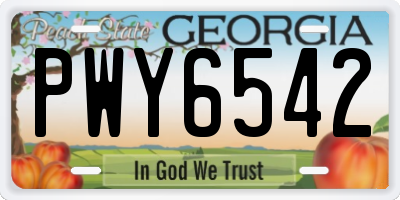 GA license plate PWY6542