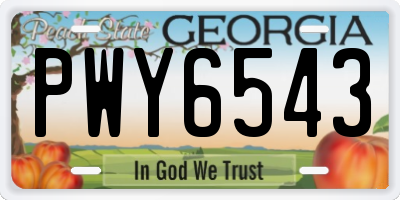 GA license plate PWY6543