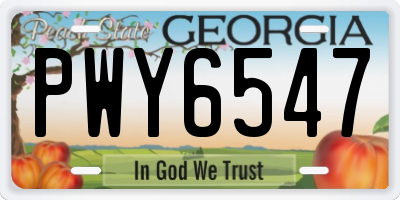 GA license plate PWY6547