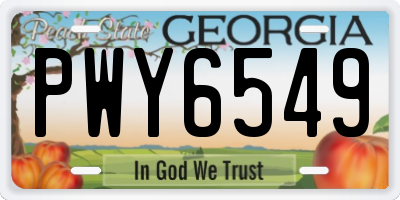 GA license plate PWY6549
