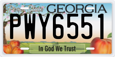 GA license plate PWY6551