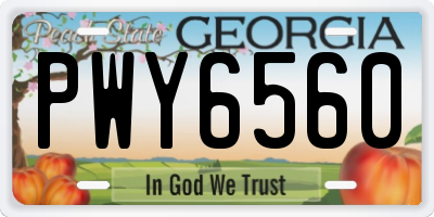 GA license plate PWY6560