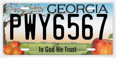 GA license plate PWY6567