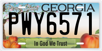 GA license plate PWY6571