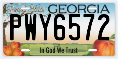 GA license plate PWY6572