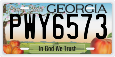 GA license plate PWY6573