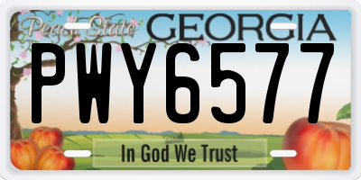 GA license plate PWY6577