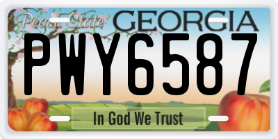 GA license plate PWY6587