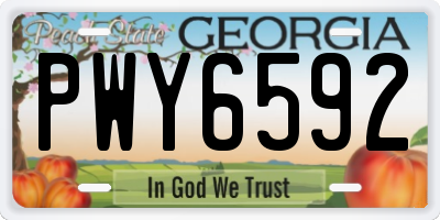 GA license plate PWY6592