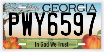 GA license plate PWY6597