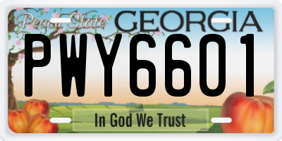 GA license plate PWY6601