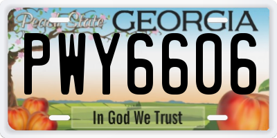 GA license plate PWY6606
