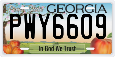 GA license plate PWY6609