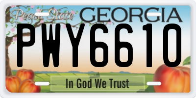 GA license plate PWY6610