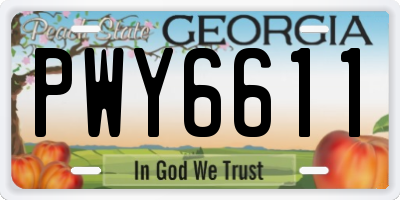 GA license plate PWY6611