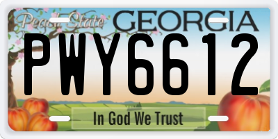 GA license plate PWY6612