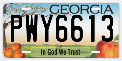 GA license plate PWY6613