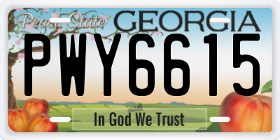 GA license plate PWY6615