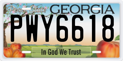 GA license plate PWY6618