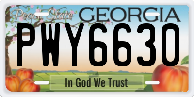 GA license plate PWY6630