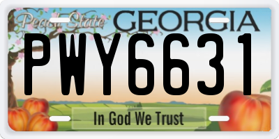 GA license plate PWY6631