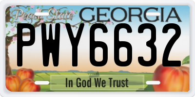 GA license plate PWY6632