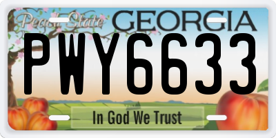 GA license plate PWY6633
