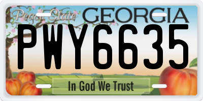 GA license plate PWY6635