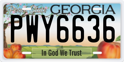 GA license plate PWY6636