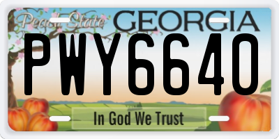 GA license plate PWY6640