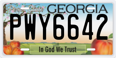 GA license plate PWY6642