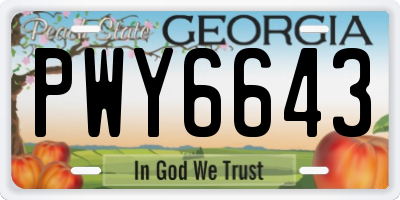GA license plate PWY6643