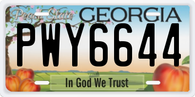 GA license plate PWY6644
