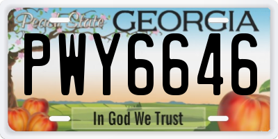 GA license plate PWY6646