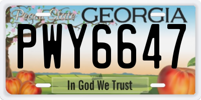 GA license plate PWY6647