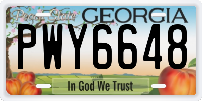 GA license plate PWY6648
