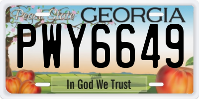 GA license plate PWY6649