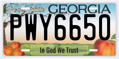 GA license plate PWY6650