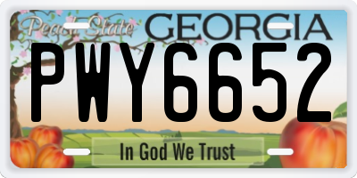 GA license plate PWY6652
