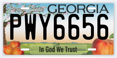GA license plate PWY6656