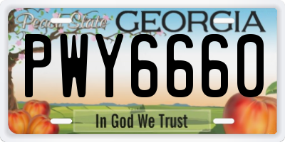 GA license plate PWY6660