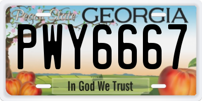 GA license plate PWY6667