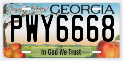GA license plate PWY6668
