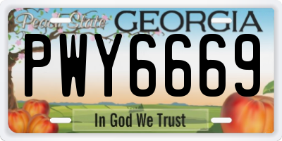 GA license plate PWY6669