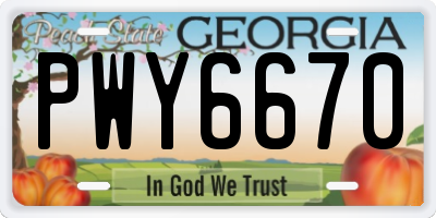 GA license plate PWY6670