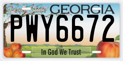 GA license plate PWY6672